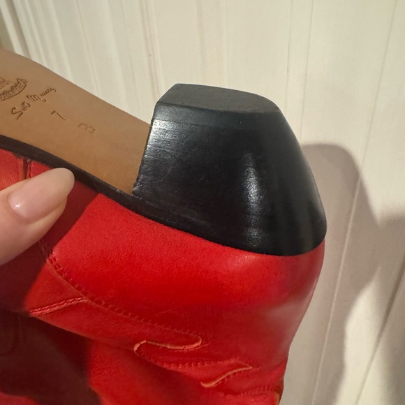 Vero Cuoio Vintage Italian Leather Western Red Heeled Boots fire flame detail - Picture 11 of 13